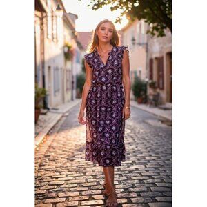 Women's - LOFT Floral Midi Dress, Size Medium